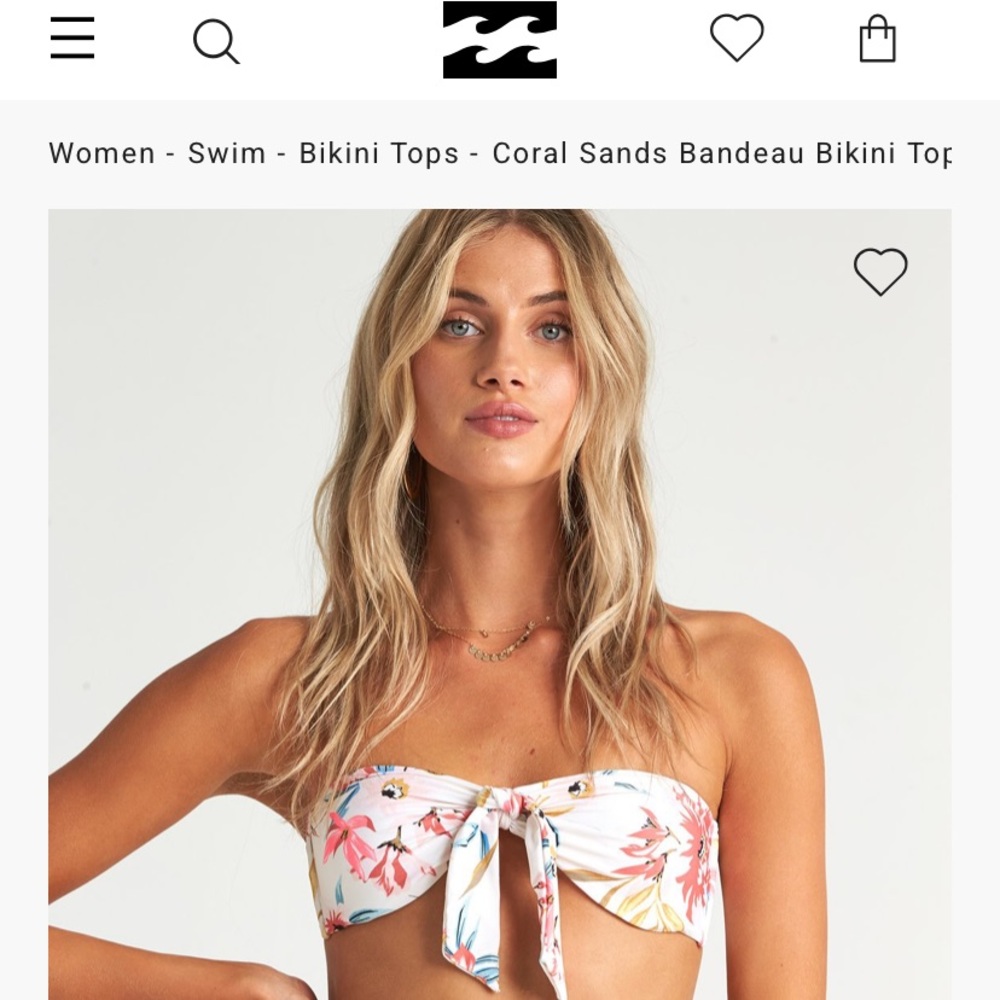 Billabong Strapless bikini top. Never worn
